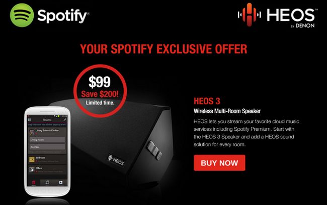 Fotografía - [Offre Alerte] Recevez un Wireless Speaker Denon Heos 3 Pour 99 $ (200 $ Off) avec un compte Premium Spotify